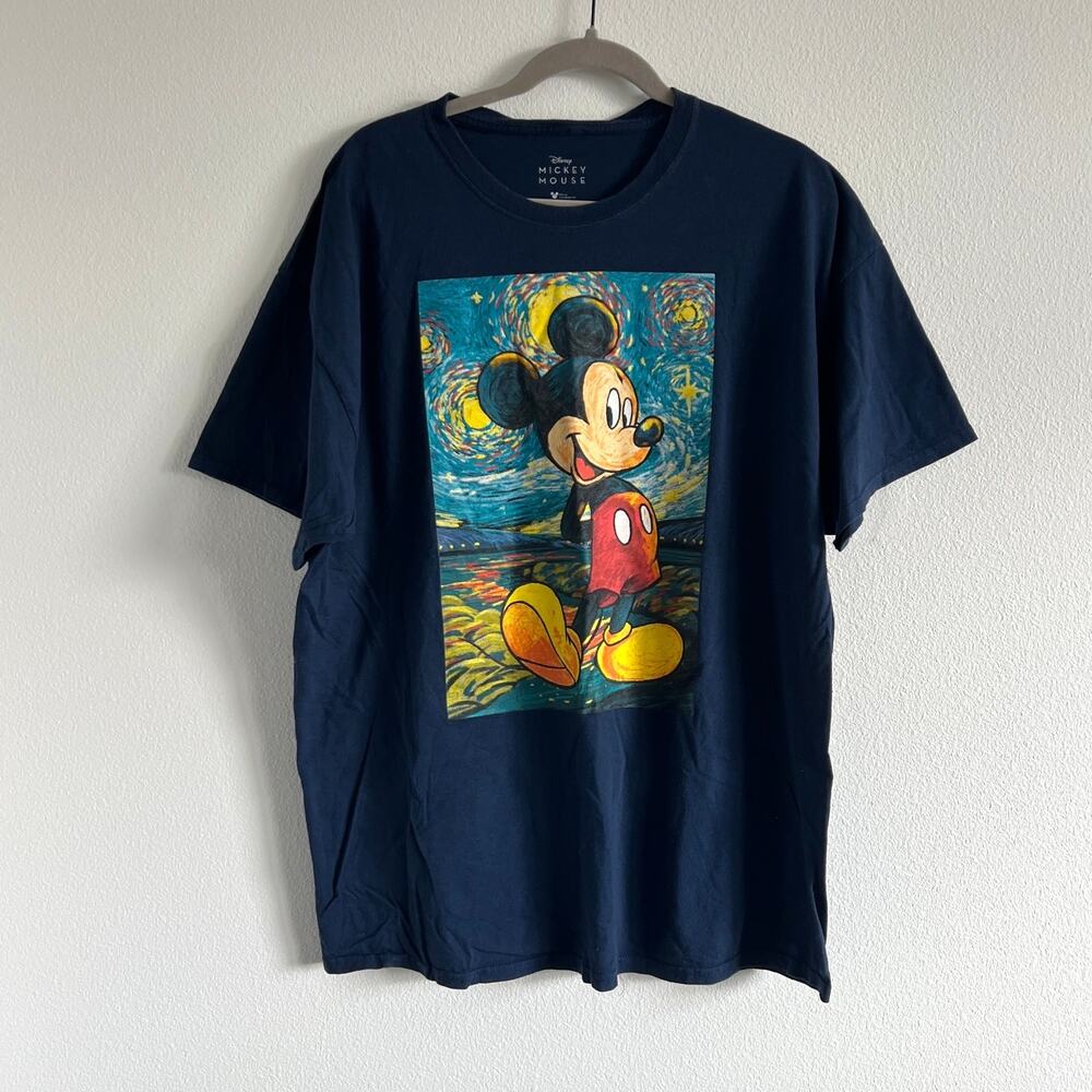 Disney Mickey Mouse Vincent van Gogh's "The Starry Night" T-Shirt 2X Art Geek